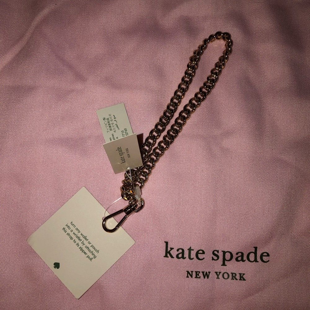 NWT kate spade gold tone wrist chain for wallets